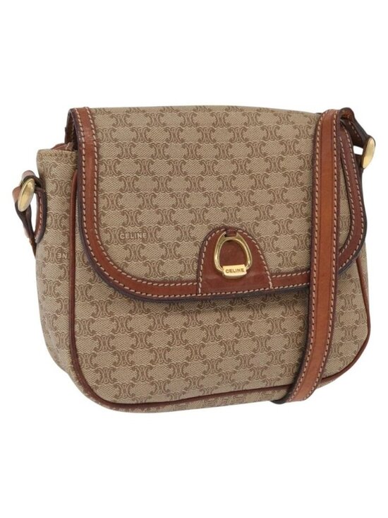 CELINE Handbags - Authentic CELINE Macadam Canvas Shoulder Bag PVC Beige Gold